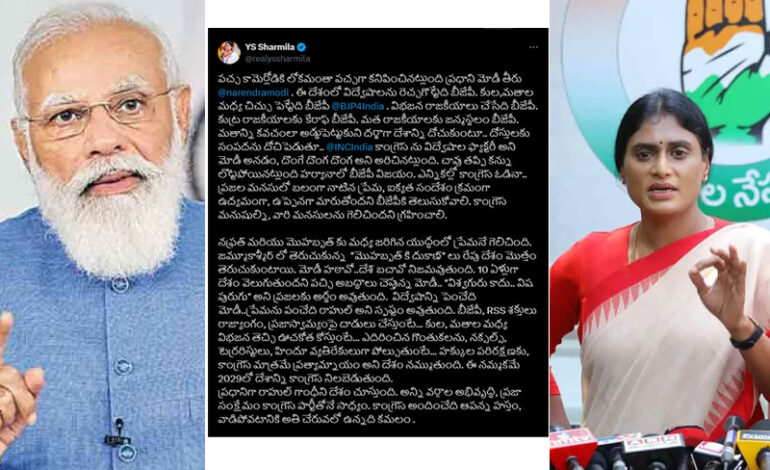 YS Sharmila Reddy’s Strong Criticism of BJP Politics